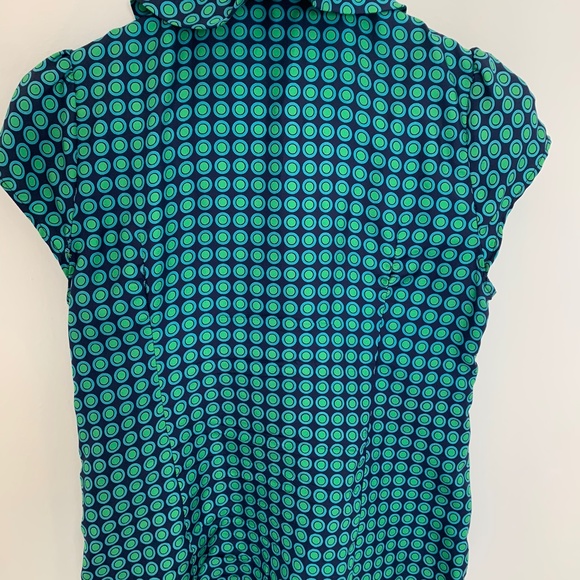 Blue and Green Silk Blouse Shirt - Picture 3 of 3